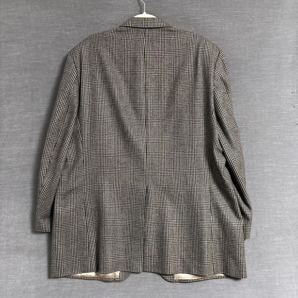 Ralph Lauren Sport Coat 48L Brown Glen Check Wool Cashmere Blazer Tweed 48R 3Btn